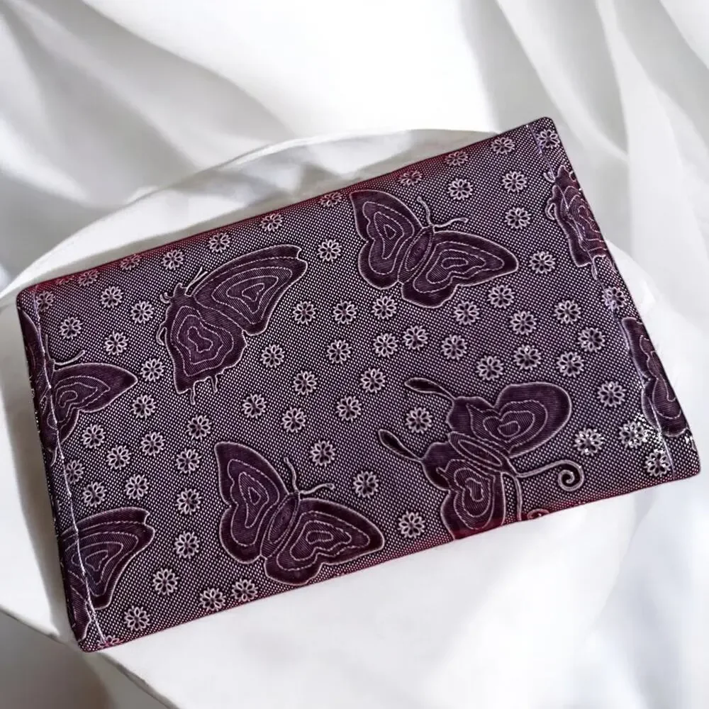 Purple Butterfly Retro Small NEW Card Wallet ID Card Holder Never Used Deadstock